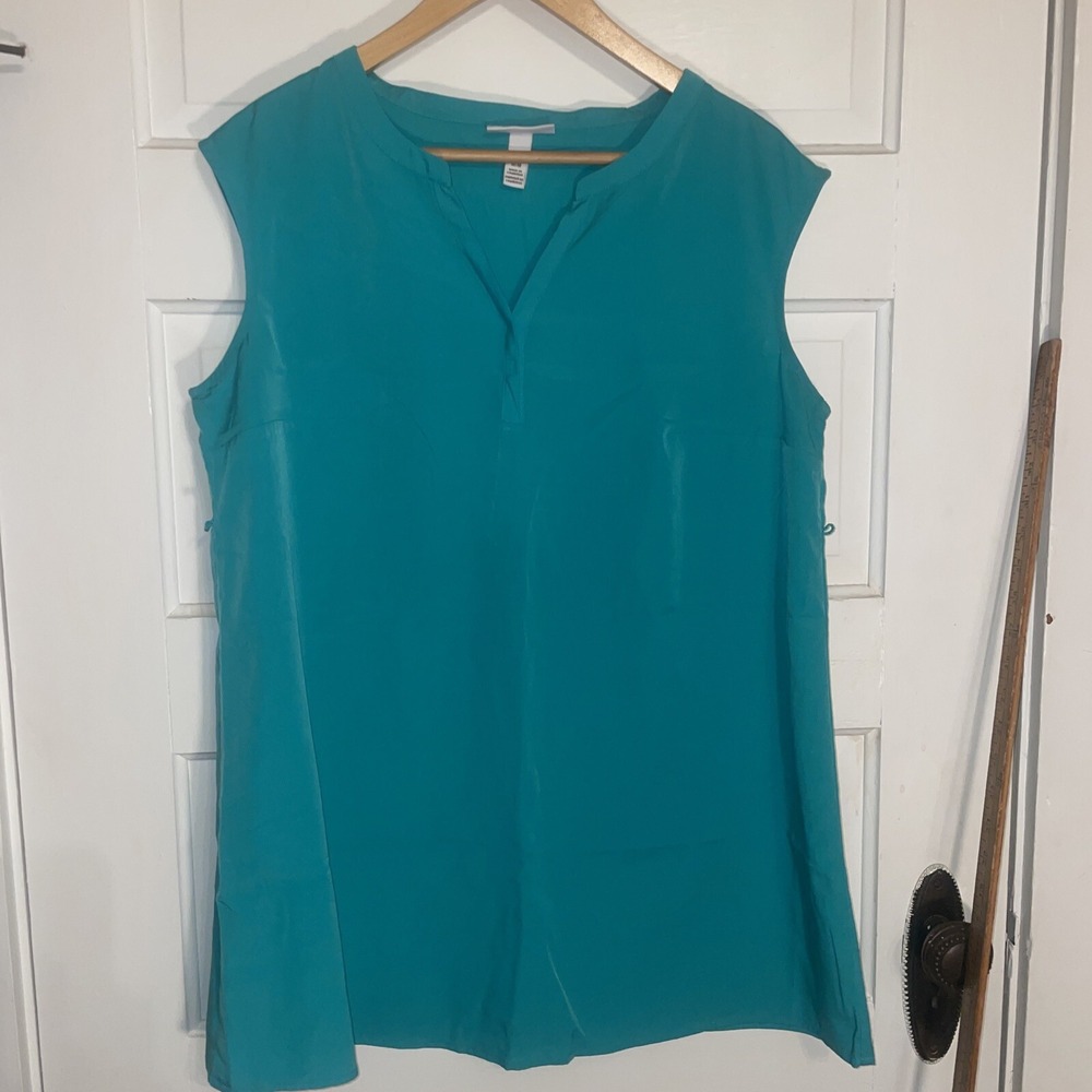 Liz Lange Maternity M/M Lightweight Thin Fabric Green Belt Loops Sleeveless